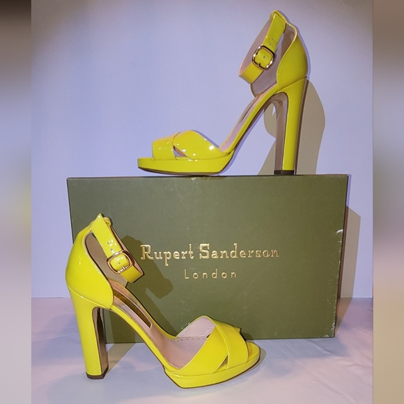 RUPERT SANDERSON Meadow Patent Heel in Citrus Color. - Picture 3 of 11